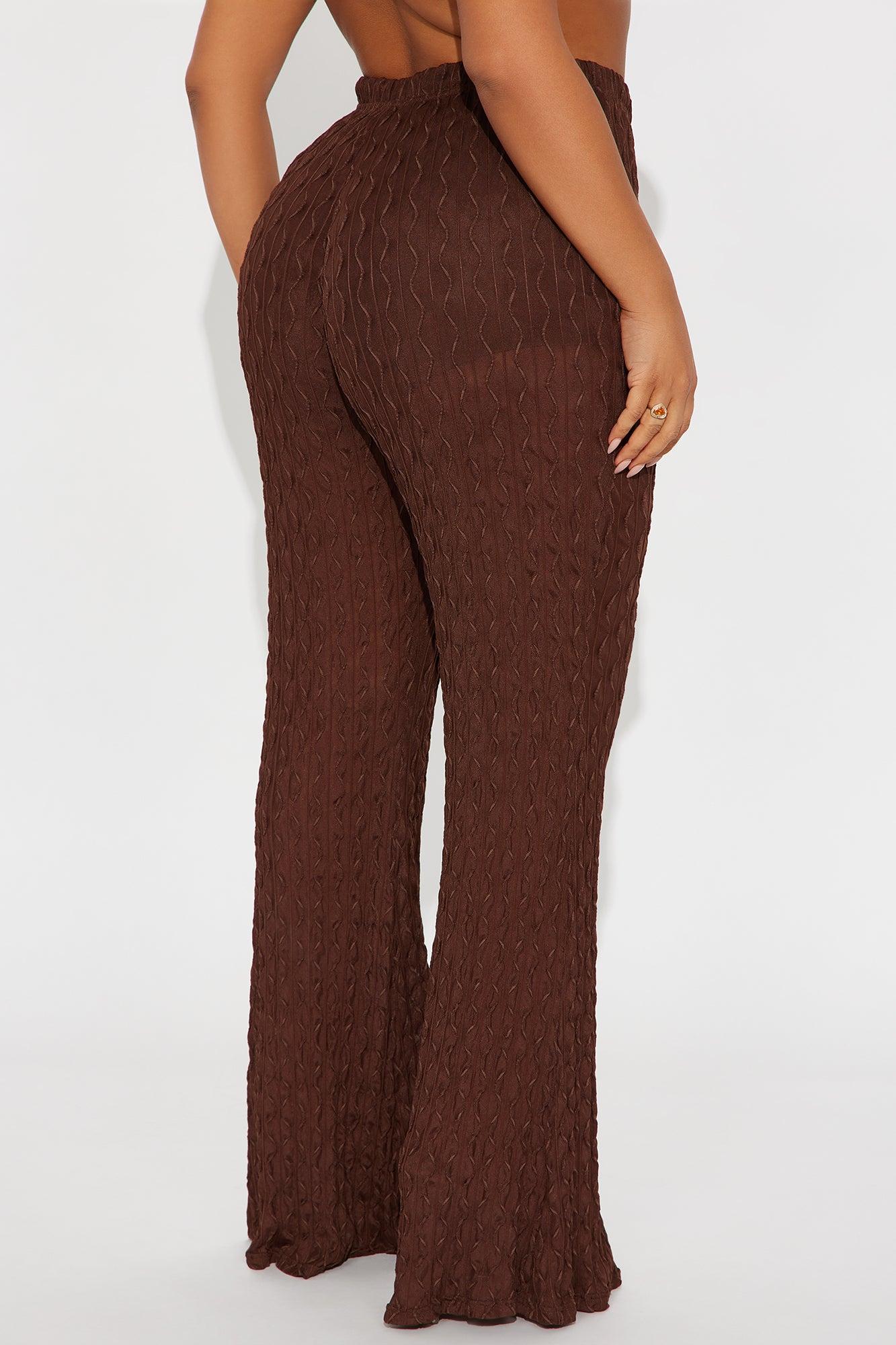 Romina High Rise Textured Flare Pant - Chocolate Female Product Image