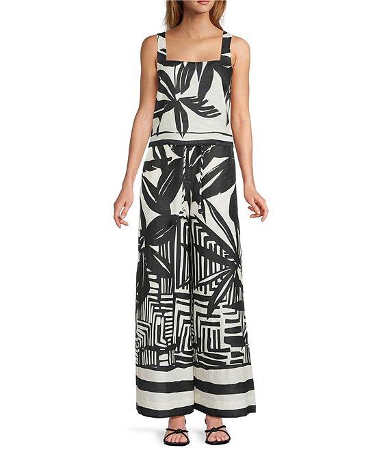 Antonio Melani Coordinating Brandy Palm Printed Linen Palazzo Pants Product Image