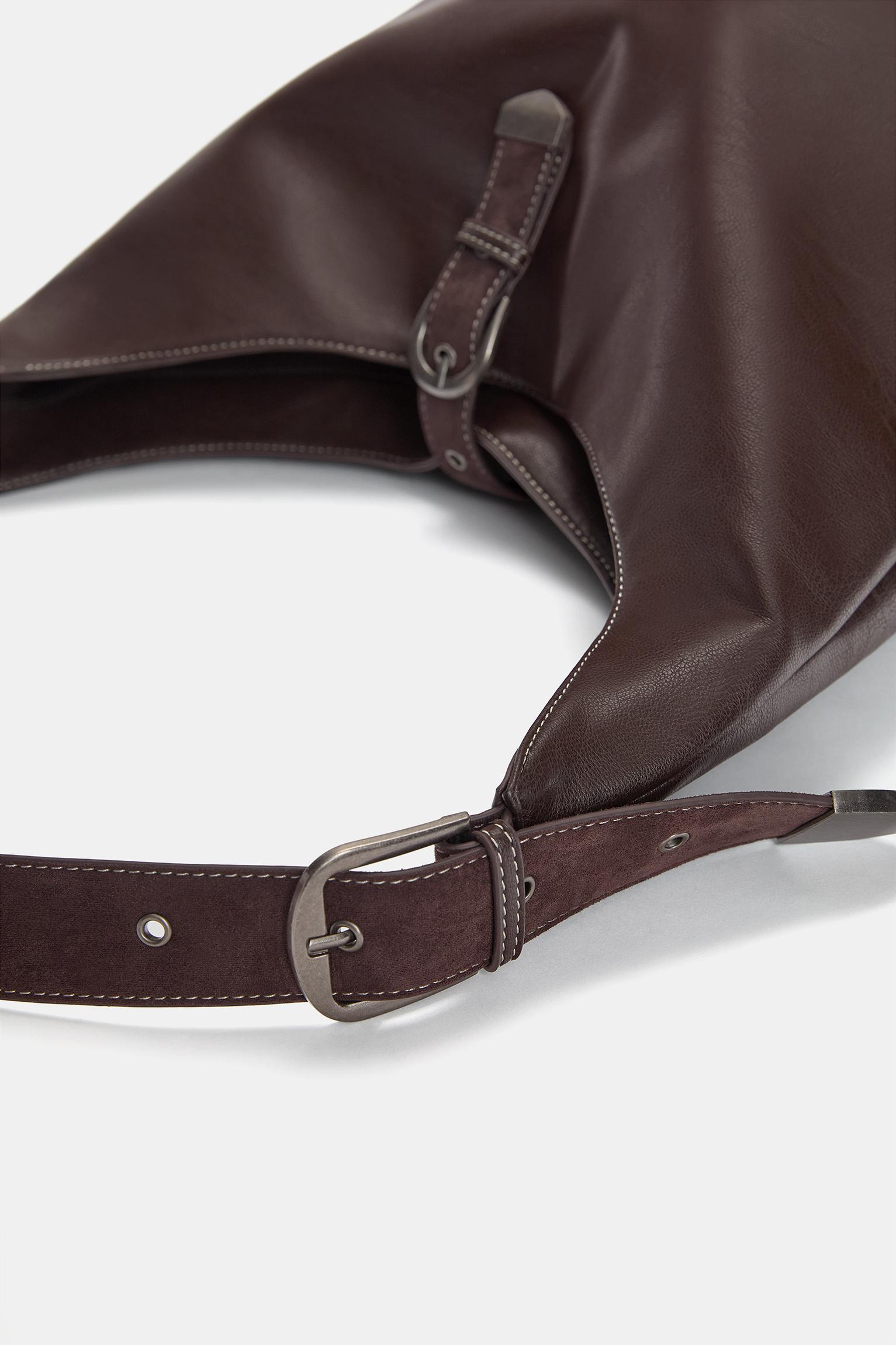 Faux leather shopper bag with buckle Product Image