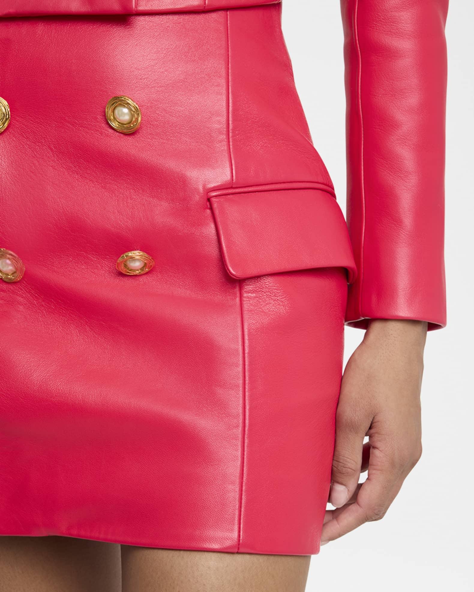 4-Button Leather Mini Skirt Product Image