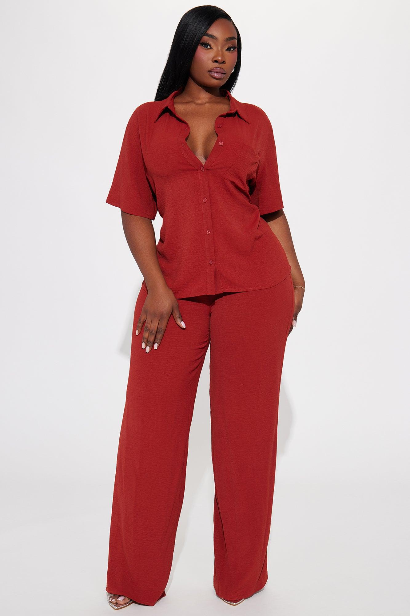 Makenzie Short Sleeve Pant Set - Rust Product Image