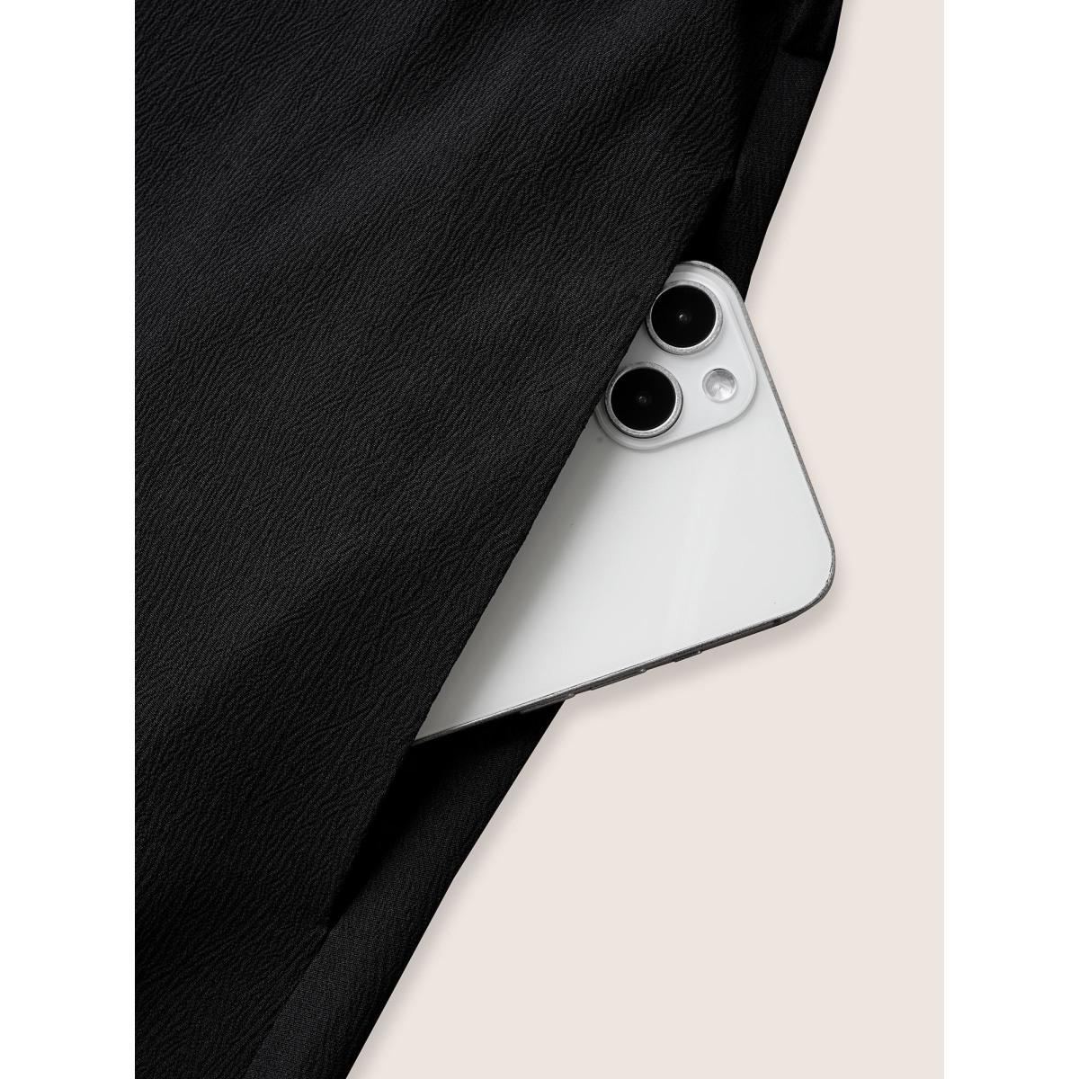 Plus Size Solid Backless Tassel Trim Tie Knot Dress Black Women Resort Tassels V-neck Cap Sleeve Curvy BloomChic 18-20/2X Product Image