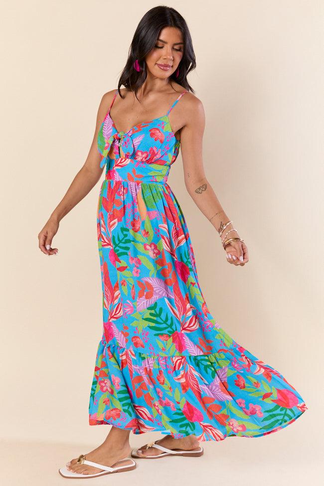 Tropical Touch Green Floral Maxi Dress FINAL SALE Product Image