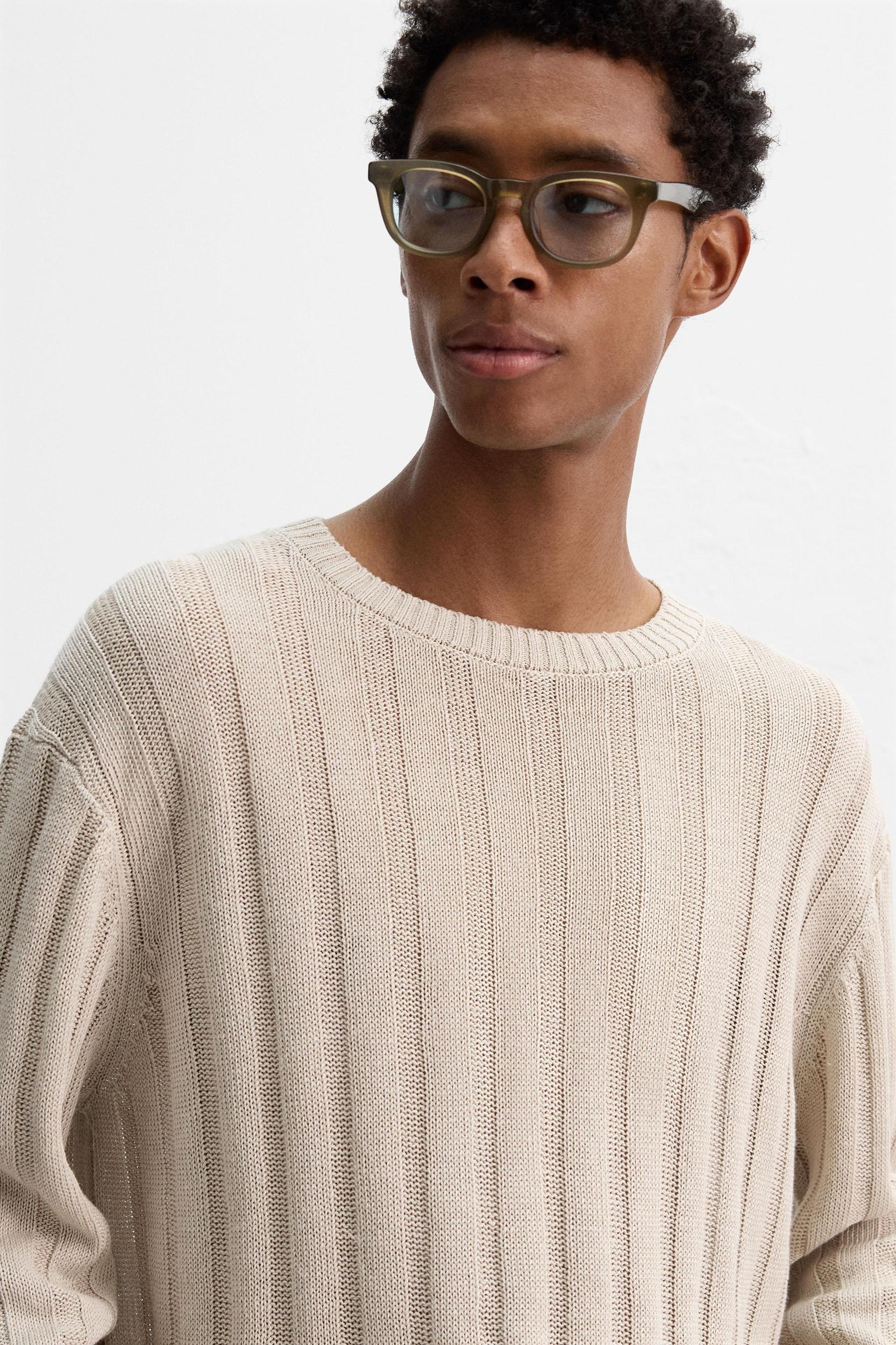 100% LINEN RIBBED SWEATER Product Image