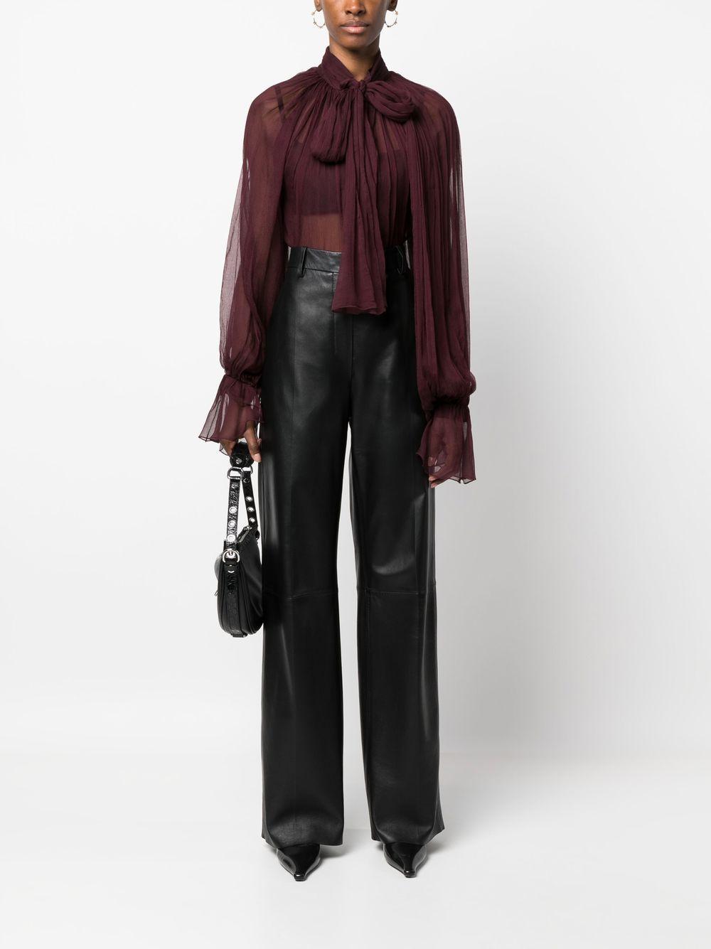 semi-sheer tie-neck blouse Product Image