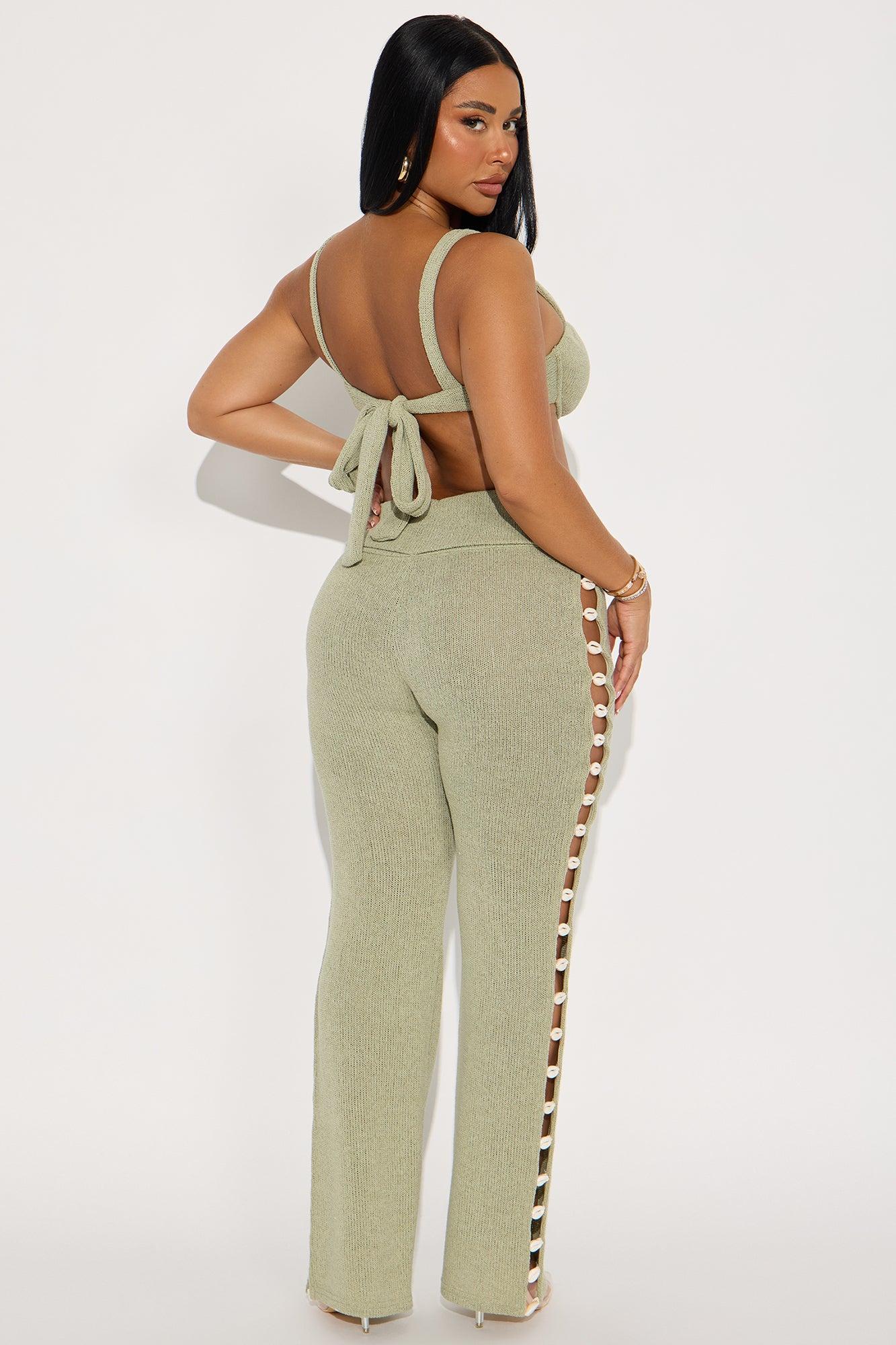 Summer Seashell Pant Set - Sage Female Product Image