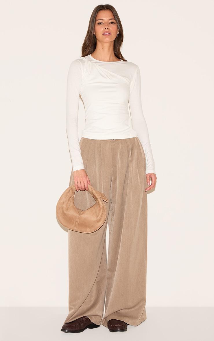 Cream Twist Detail Overlay Long Sleeve Top Product Image