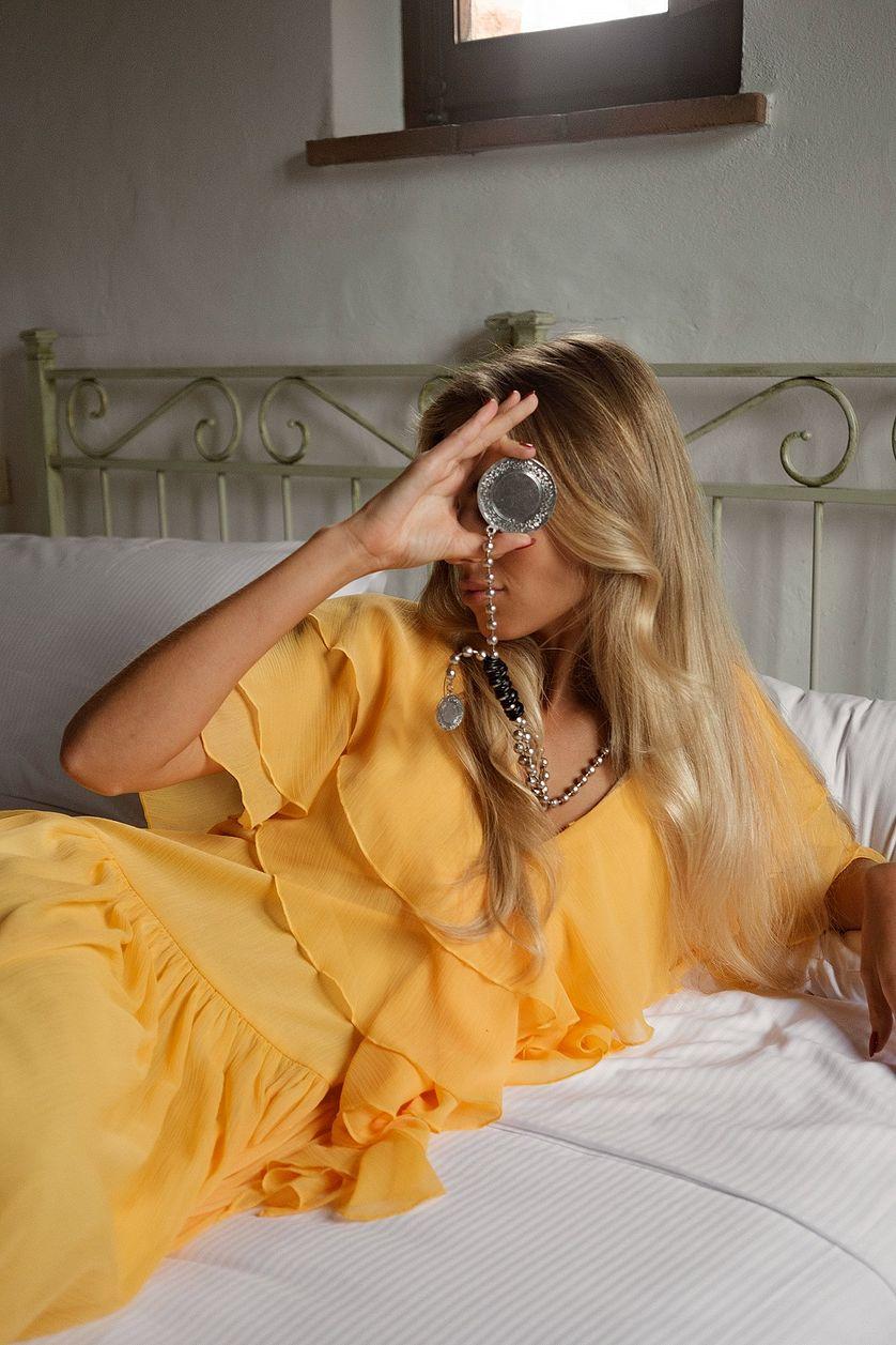 Chiffon Ruffles Detail Maxi Dress Product Image