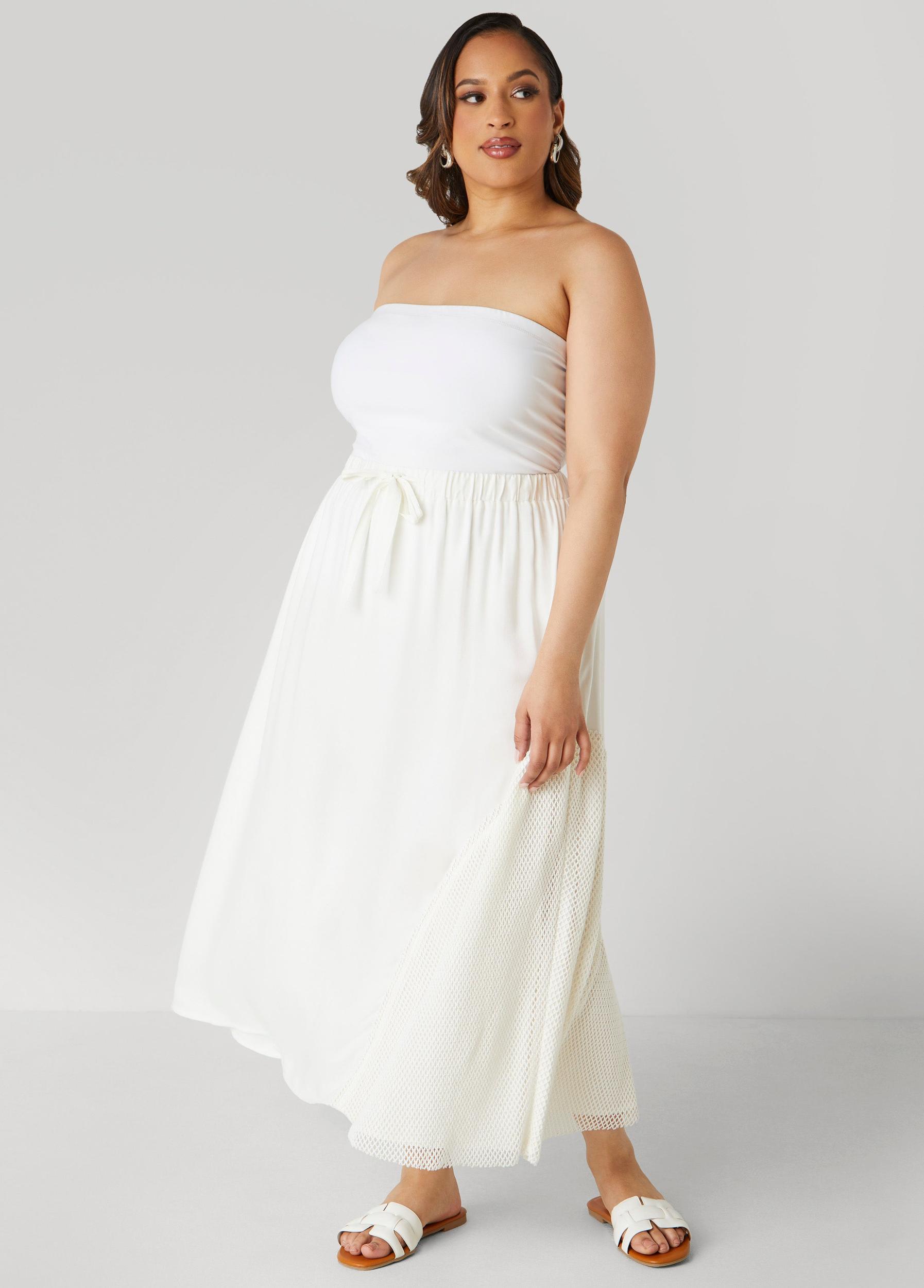 Plus Size Fishnet Paneled Maxi Skirt Ashley Stewart Product Image