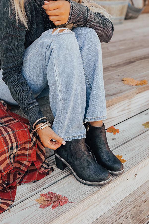 The Khloe Faux Suede Bootie in Black Product Image