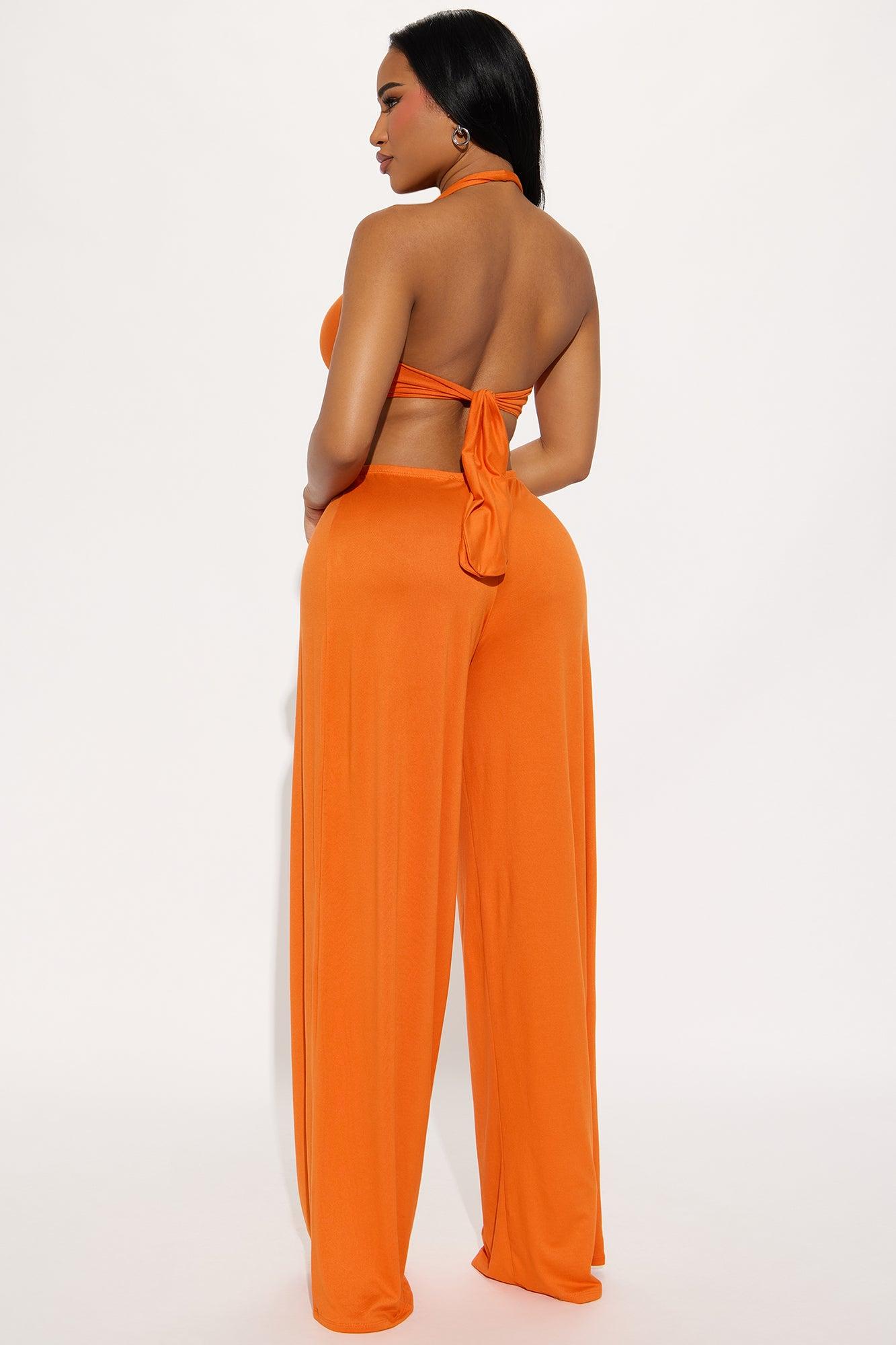 Lala Cotton Halter Jumpsuit - Orange Product Image