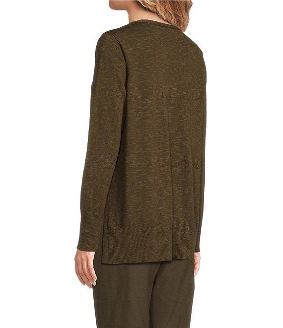Eileen Fisher Organic Linen Cotton Blend V-Neck Long Sleeve Sweater Product Image