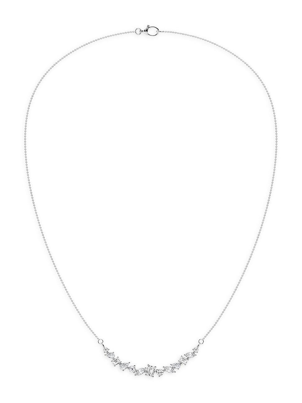 Womens 14K White Gold & 1.5 TCW Diamonds Bar Pendant Necklace Product Image