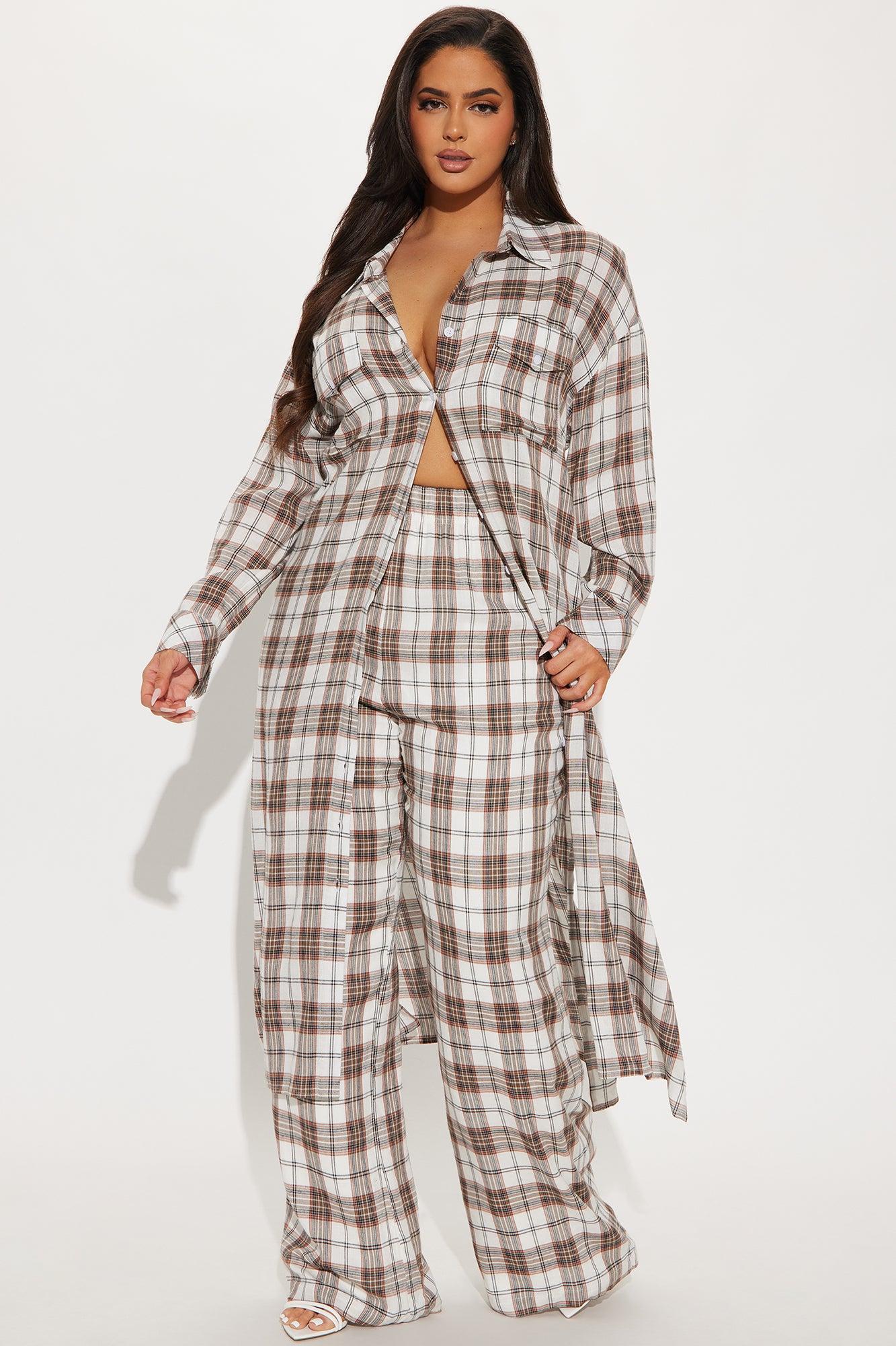 Lost Lover Plaid Pant Set - Brown/combo Female Product Image