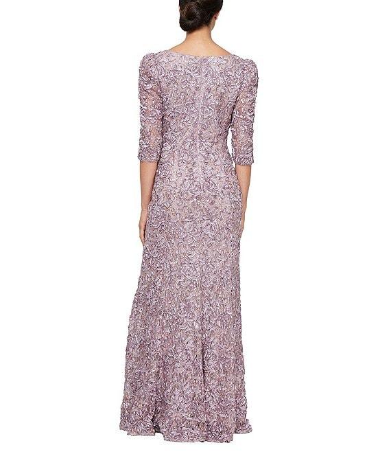 Alex Evenings 3/4 Sleeve Square Neck Soutache Lace Sheath Dress Product Image