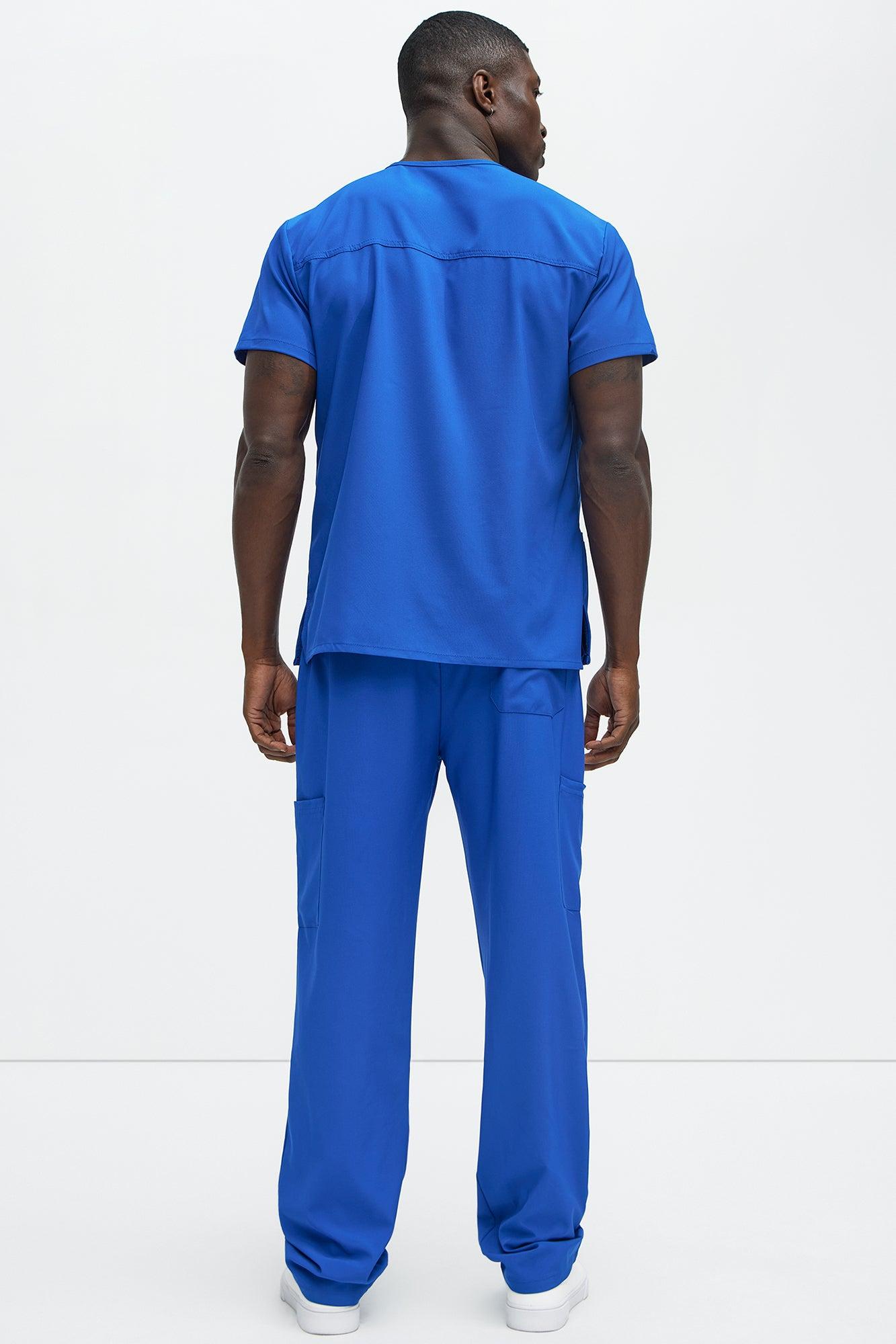 Mens Essential 4 Way Stretch Scrub Uniform Pant Set - Royal Product Image
