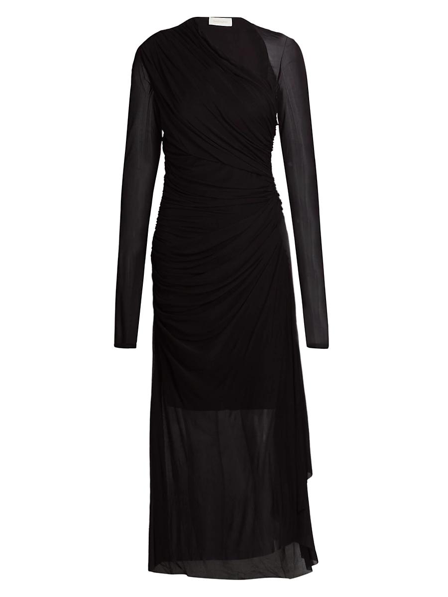 Womens Illustration Gathered Midi-Dress Product Image