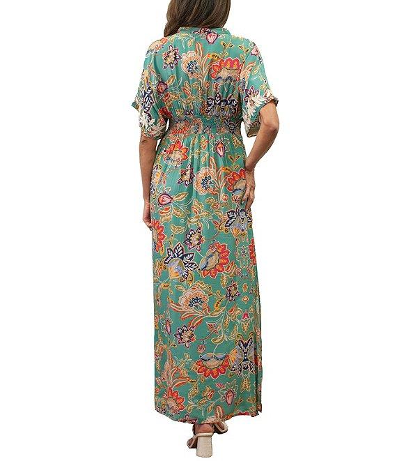Karyn Seo Ana Boho Floral Embroidered V-Neck Short Sleeve Maxi Dress Product Image