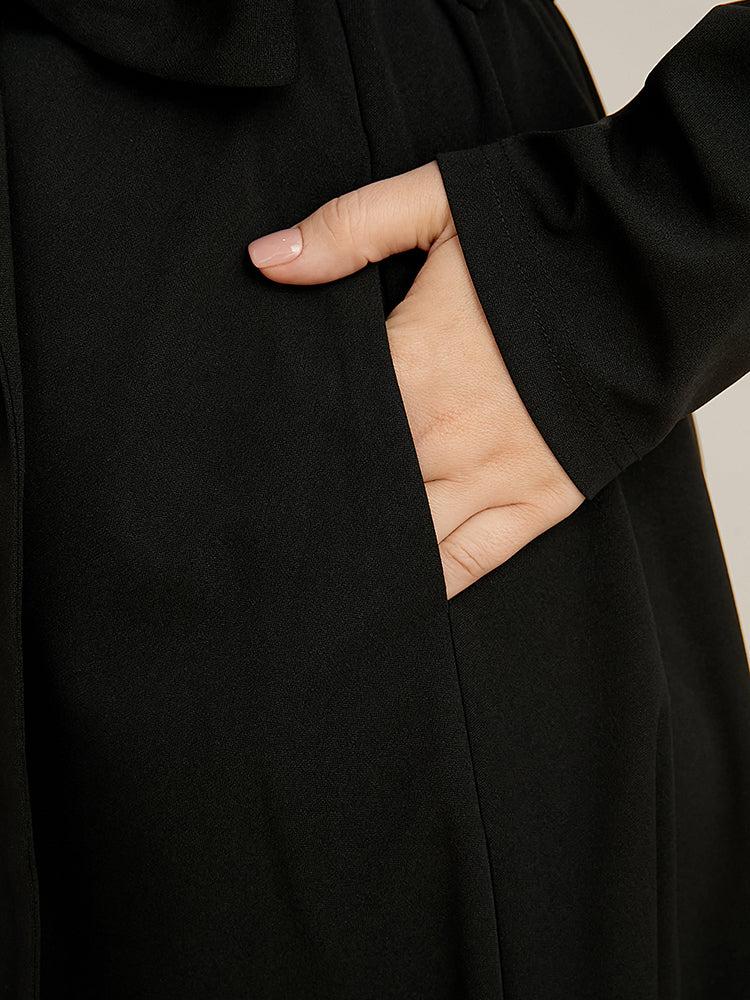 Solid Pocket Belted Surplice Neck Flutter Dress Female Product Image