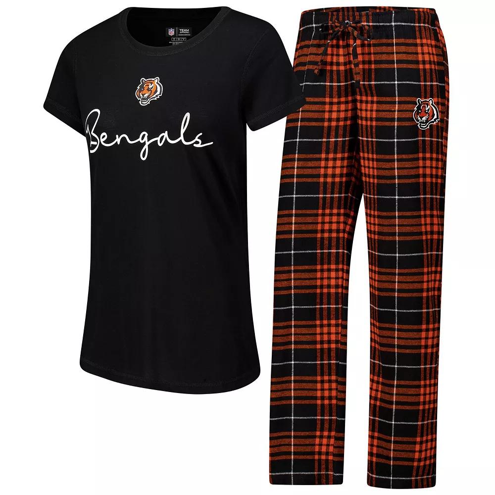 Women's Concepts Sport Cincinnati Bengals Vector T-Shirt & Flannel Pants Sleep Set, Size: 2XL, Black Product Image