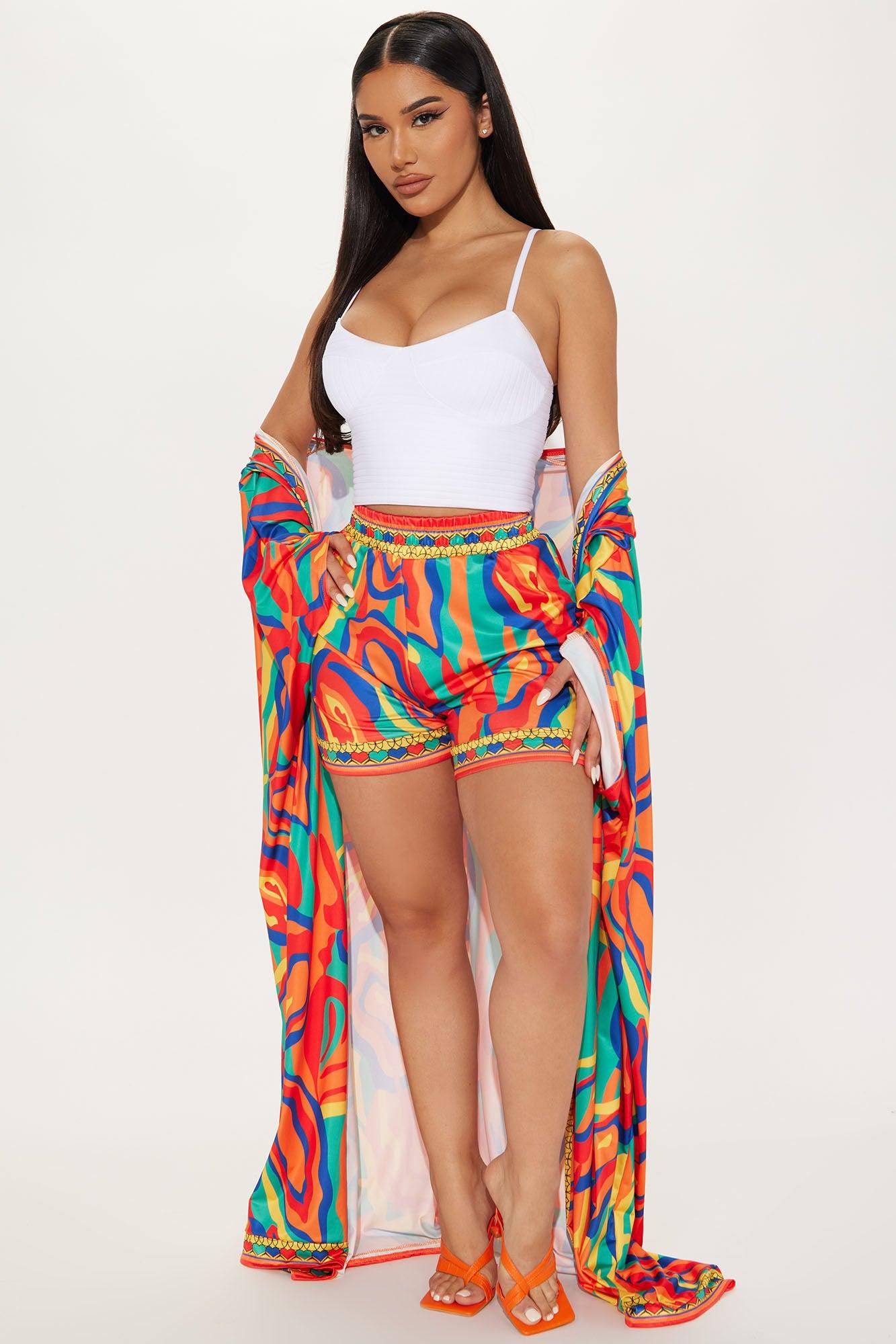 Forever With You Kimono Short Set - Yellow/combo Product Image