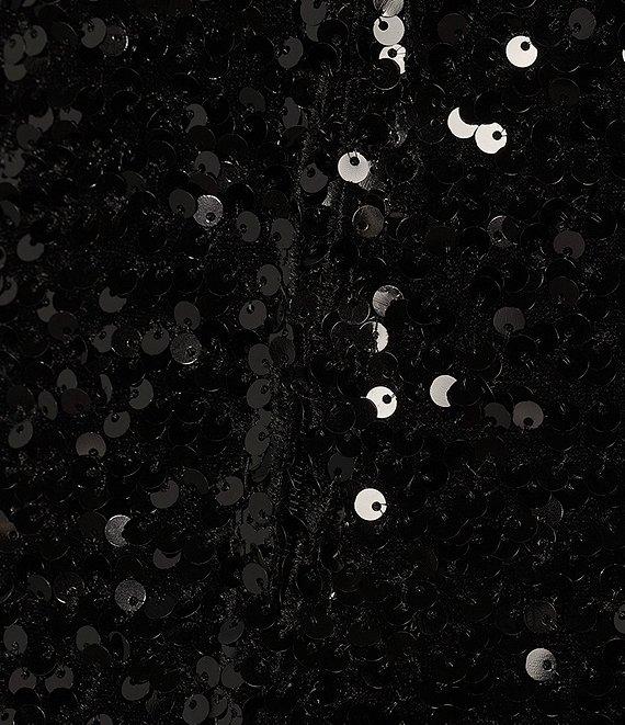 Midnight Doll Sequin One Shoulder Feather Trim Bodycon Dress Product Image