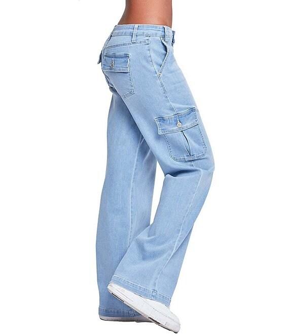 YMI Jeanswear Low Rise Wide Leg Cargo Jeans Product Image