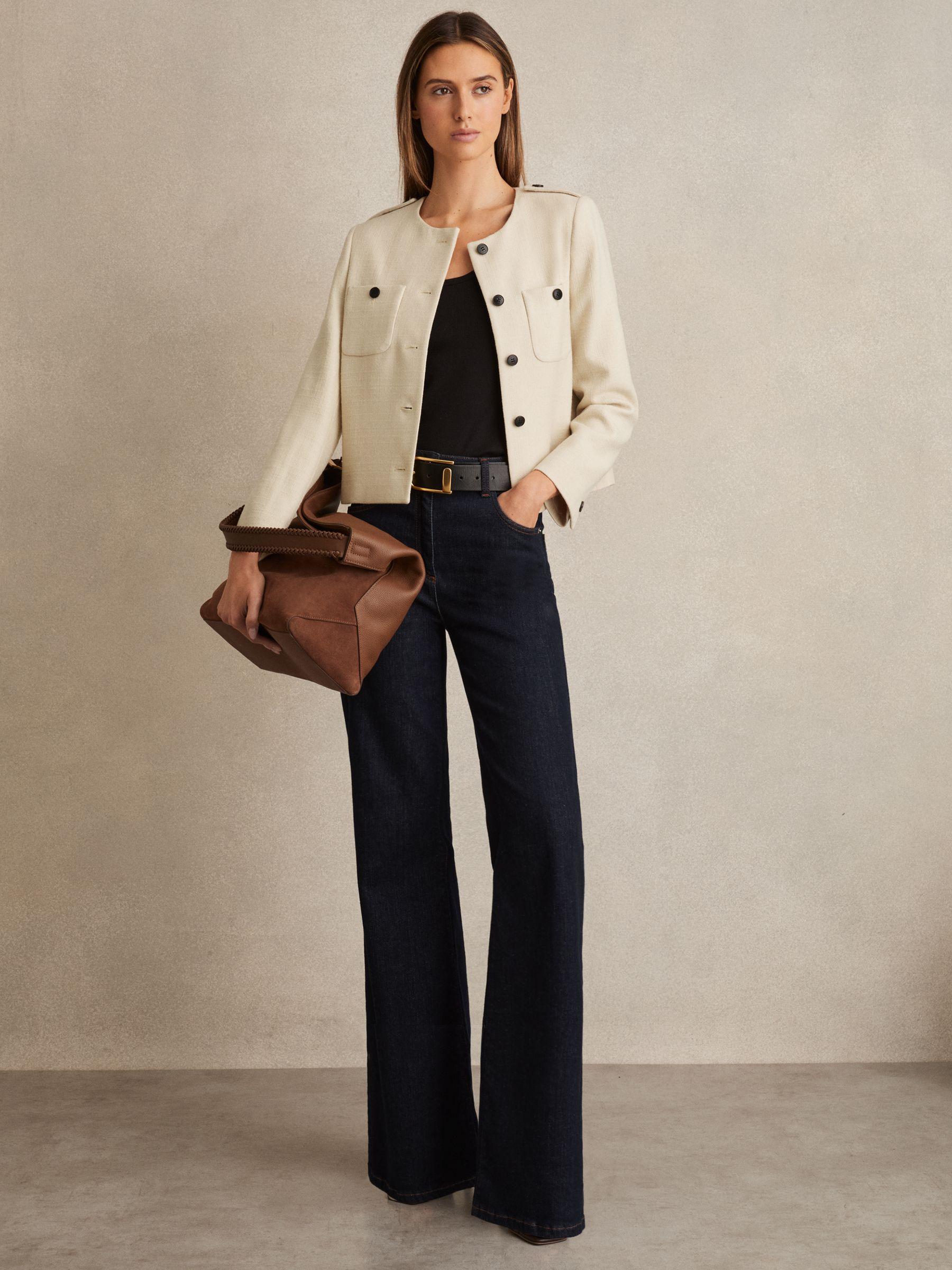 Wool Cropped Jacket in Cream Product Image