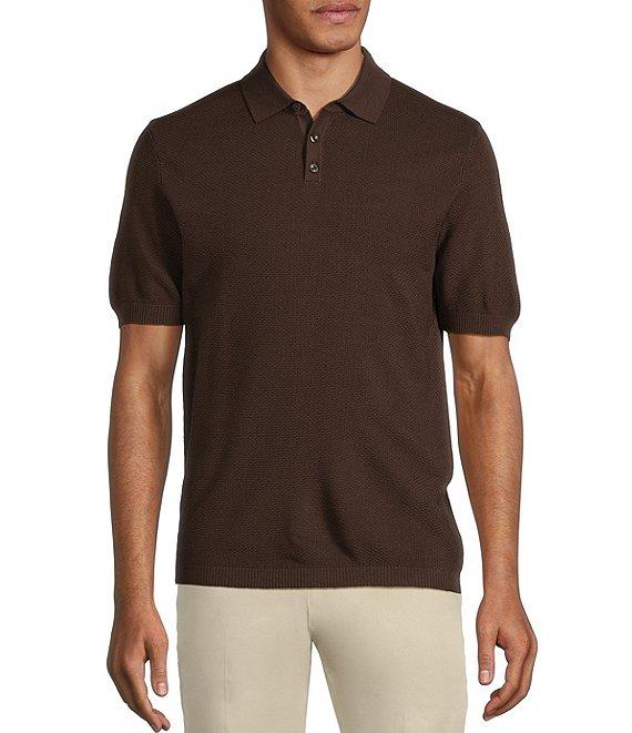 Murano Big & Tall Solid Textured Polo Short Sleeve Sweater Product Image