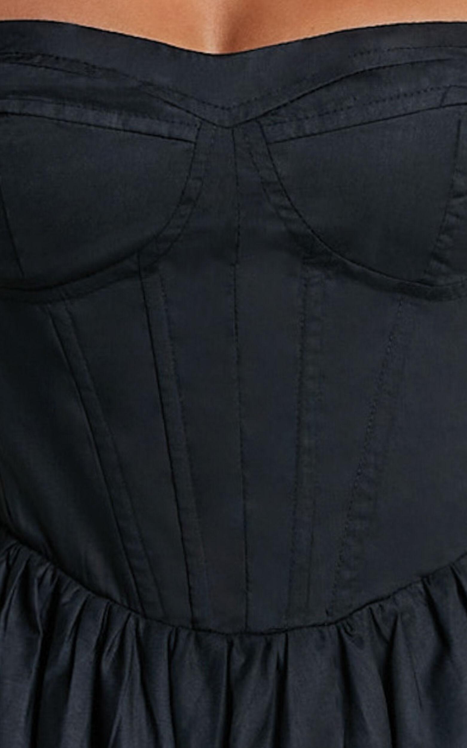 Souza Mini Dress - Fit and Flare Puff Sleeve Corset Dress in Black Product Image