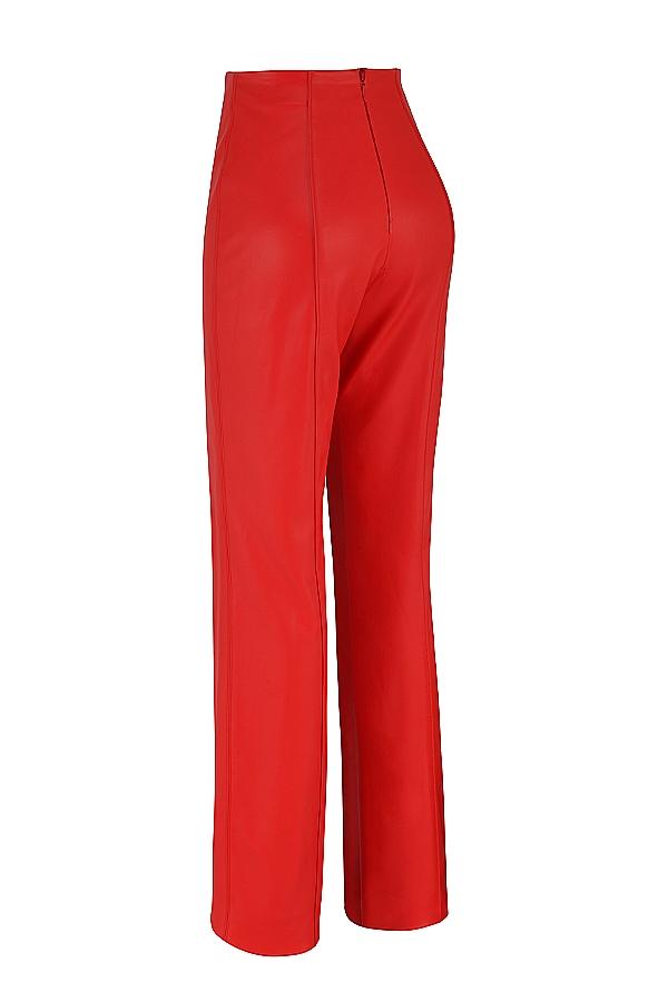 Elenaora  scarlet vegan leather trousers Product Image