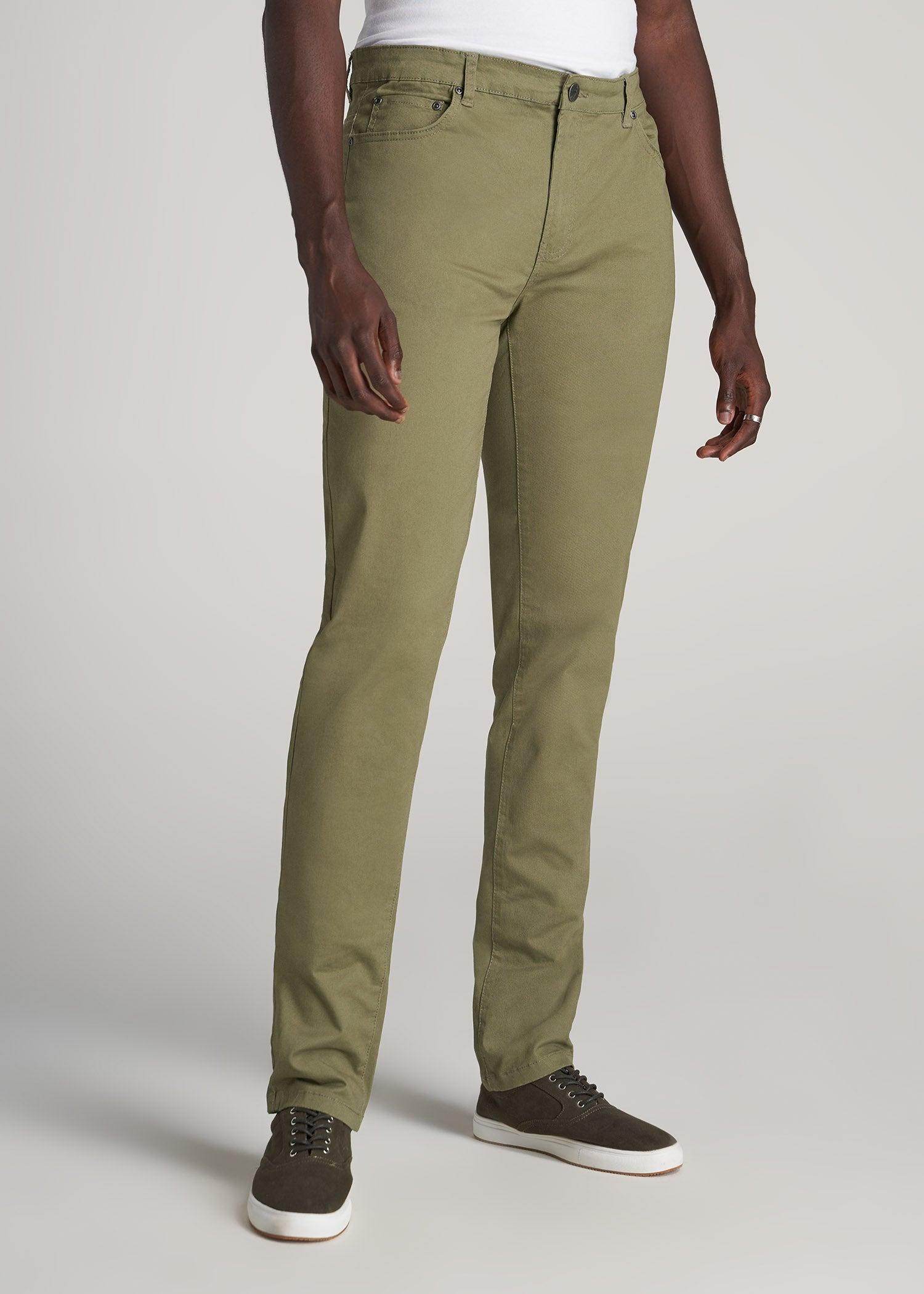 Dylan Slim Fit Five-Pocket Pants For Tall Men in Fatigue Green Male Product Image