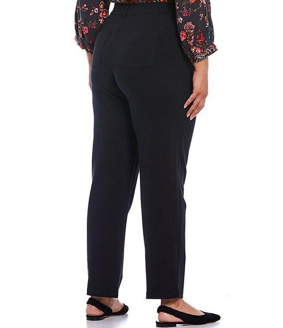 Intro Plus Size Stella Double Knit Slim Straight Leg Pull-On Pants Product Image