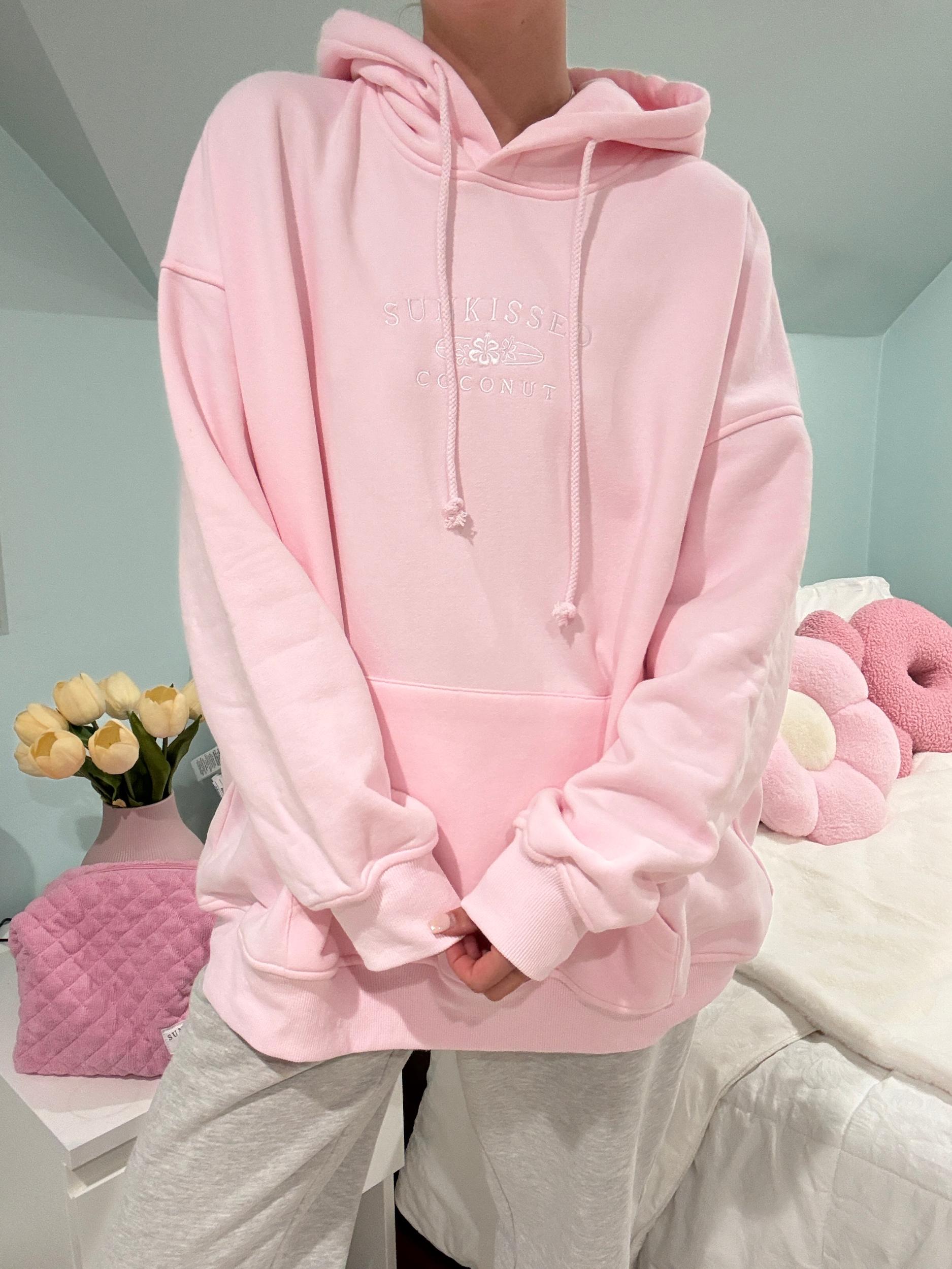 Light Pink Sunkissedcoconut Embroider Hoodie Product Image
