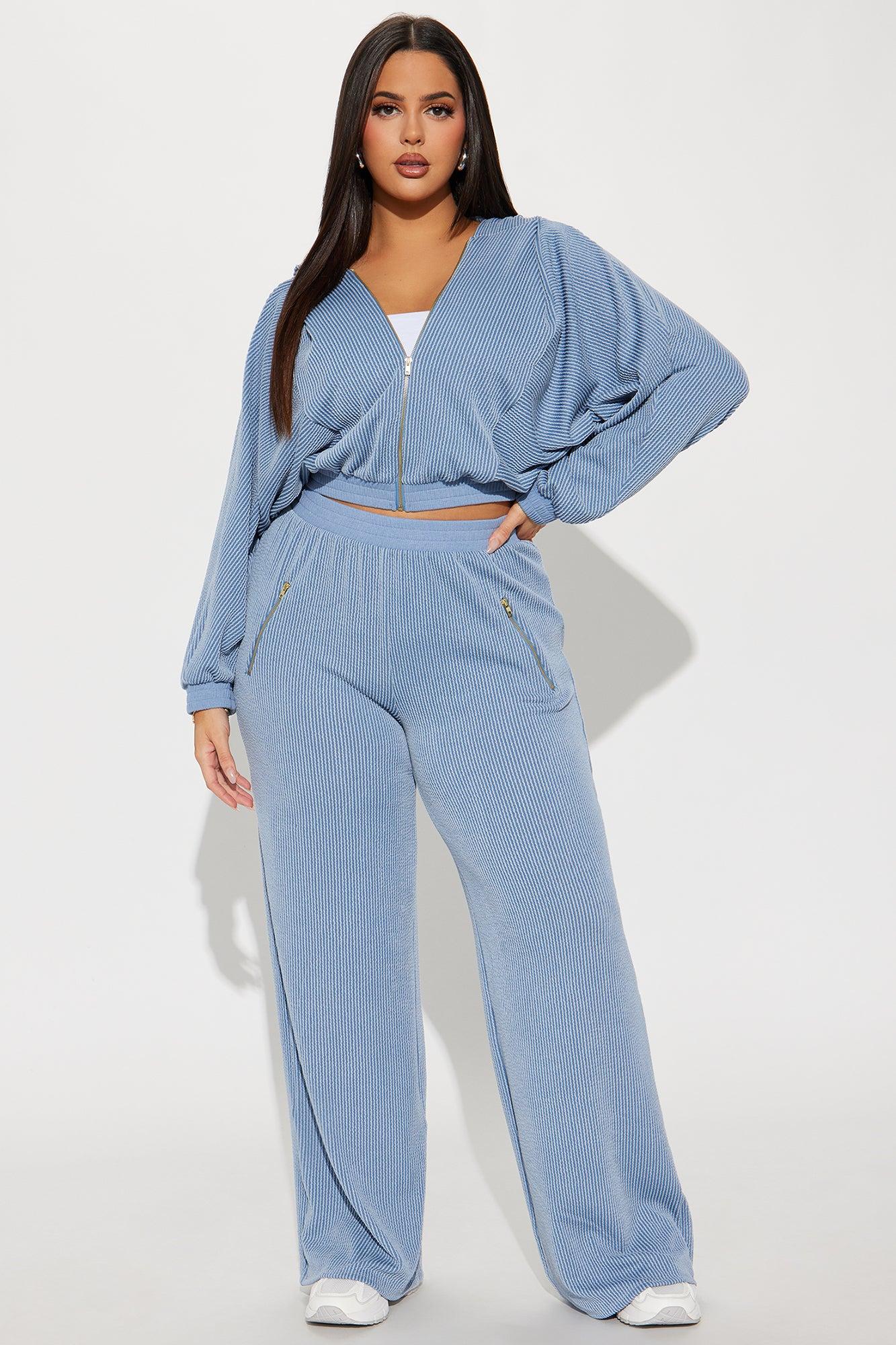 Emilia Zip Hoodie Pant Set - Blue Product Image