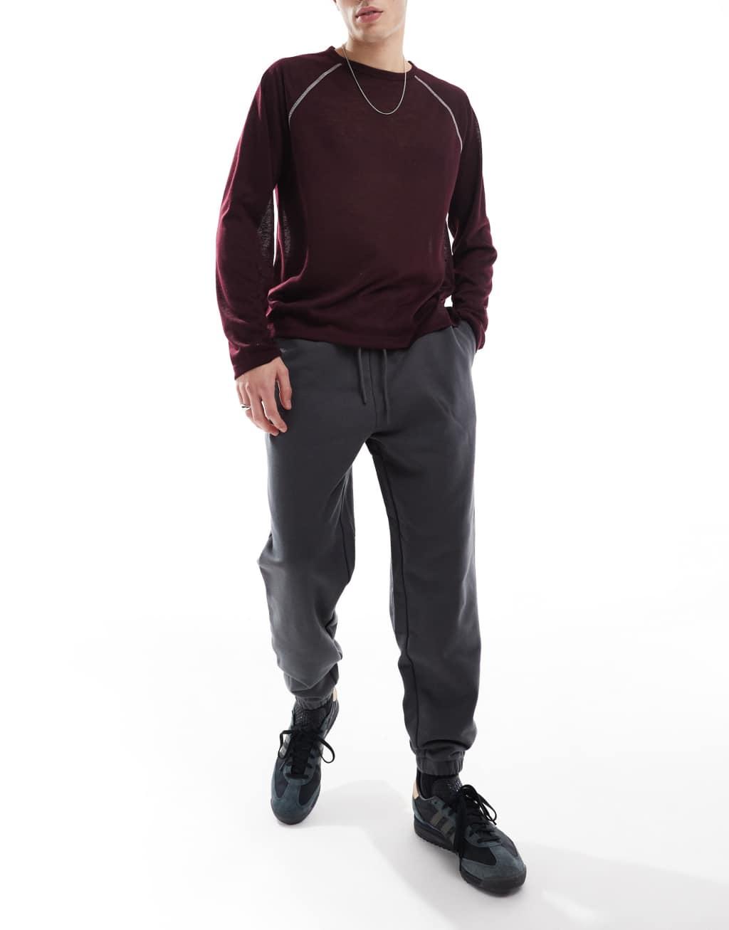 ASOS DESIGN premium heavyweight tapered sweatpants in washed black Product Image