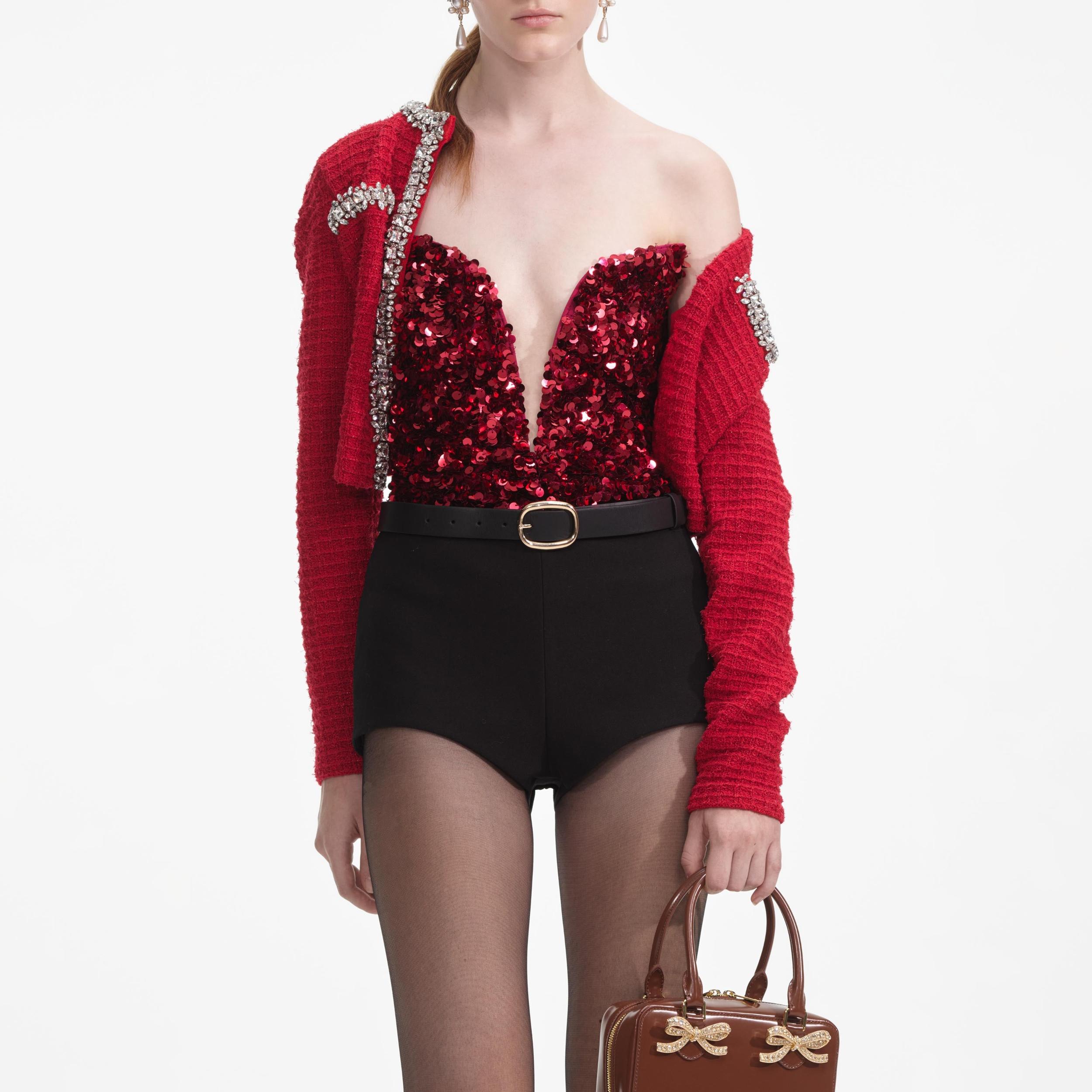 Red 3D Sequin Top Product Image