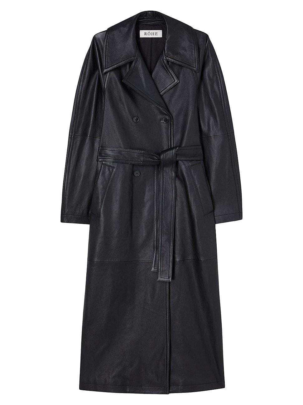 Womens Leather Trench Coat Product Image
