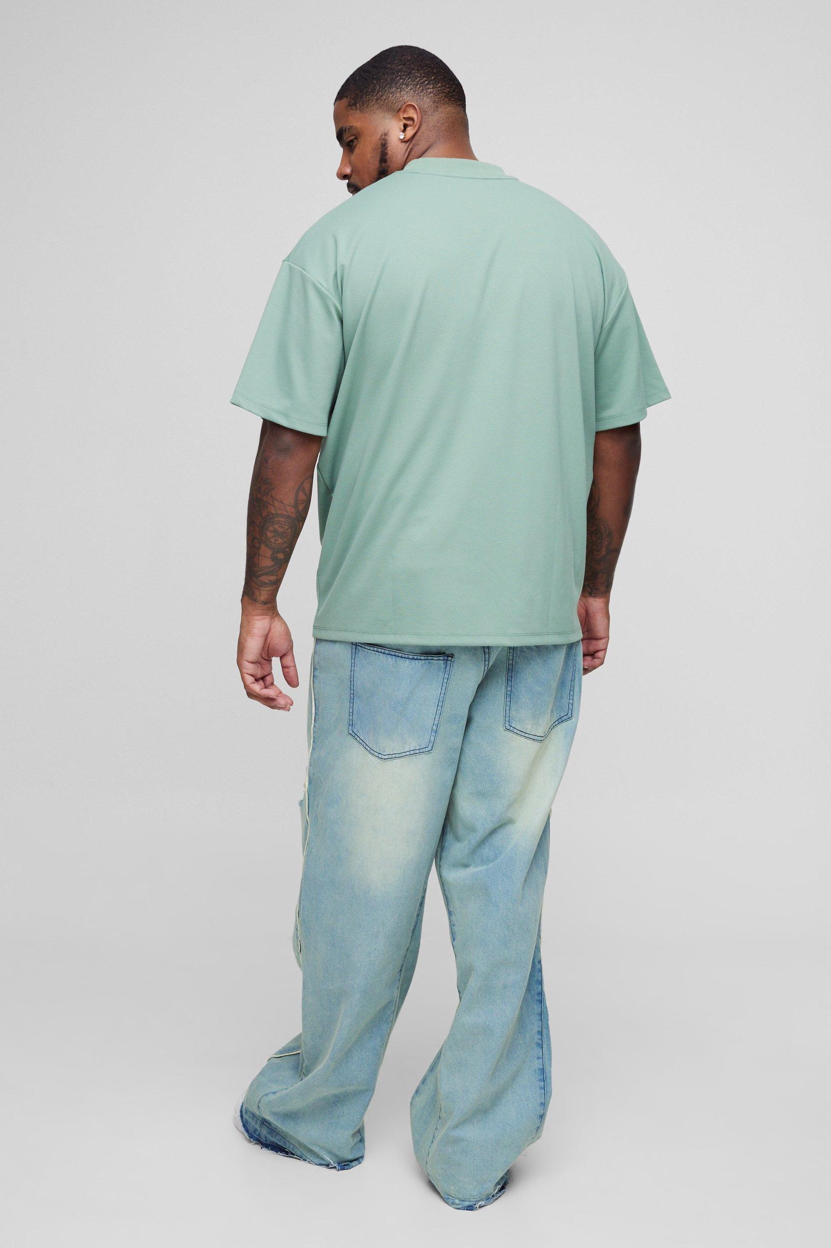 Plus Crotch Embroidered Distressed Gusset Flared Jeans | boohooMAN USA Product Image