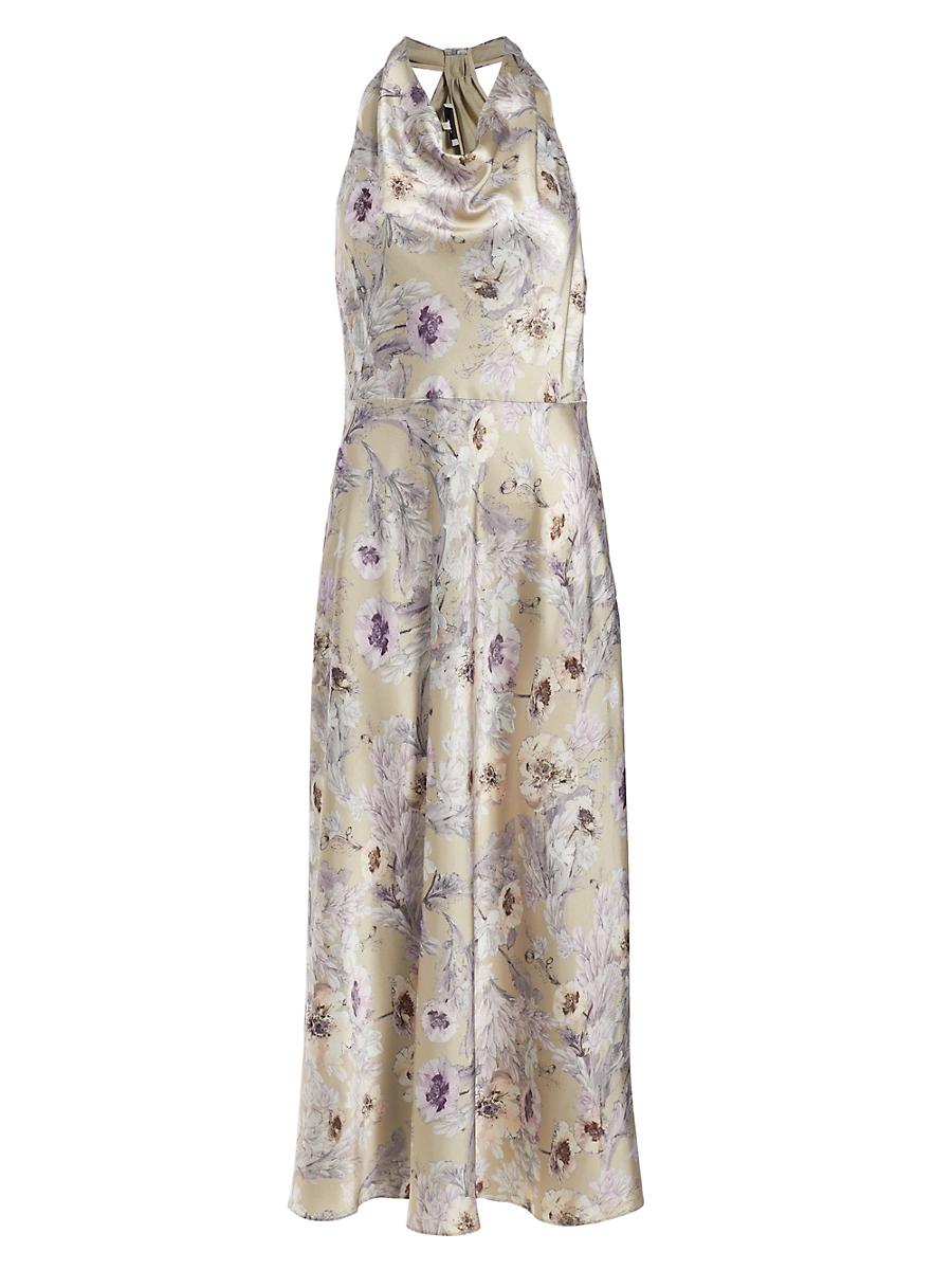 Womens Wild Flower Cowlneck Halter Dress Product Image