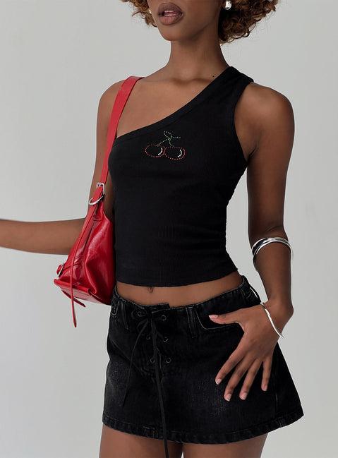 Amethysta Denim Skort Black Product Image