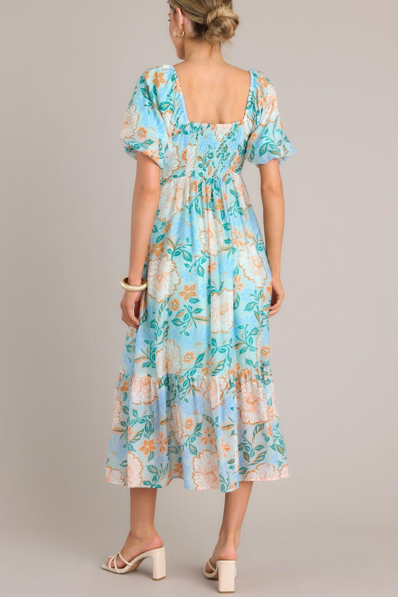 MINKPINK Evelyn Light Blue Puff Sleeve Midi Dress Product Image
