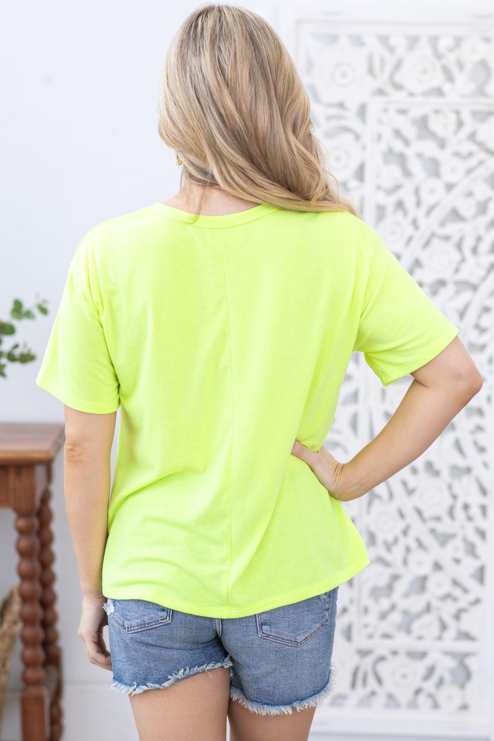 Bright Yellow Crewneck Short Sleeve Knit Top Product Image