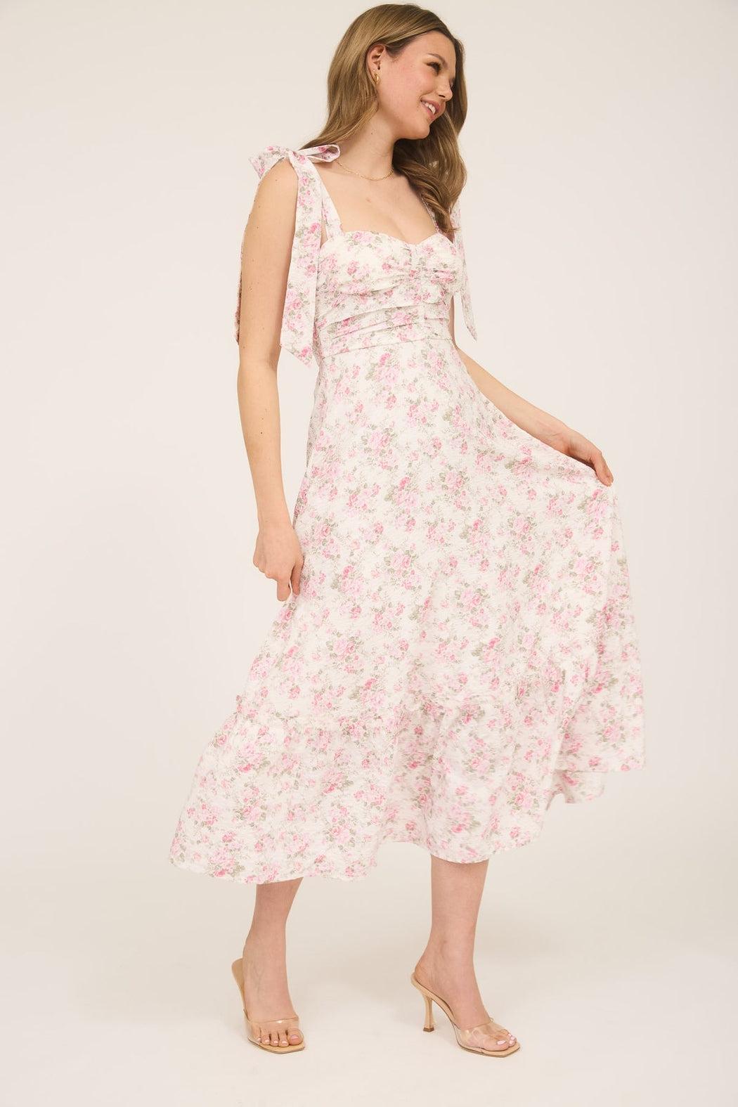 FLORAL RUCHED MAXI DRESS Product Image