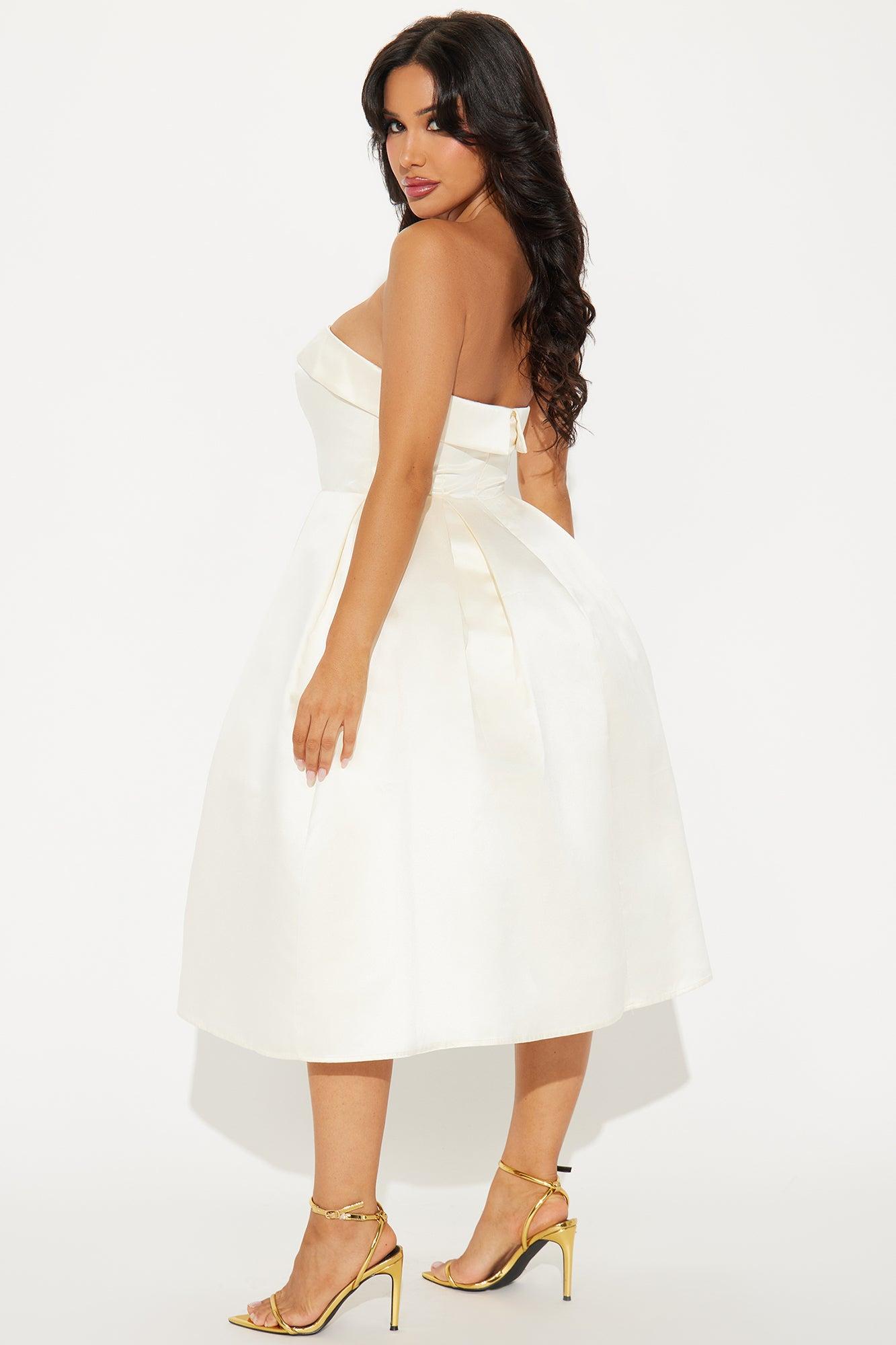 Kind Heart Satin Midi Dress - Ivory Product Image