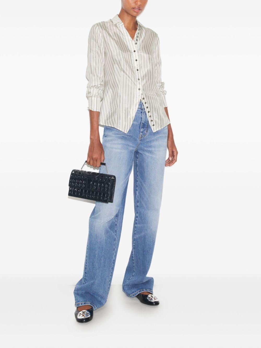 striped cinched button-down top Product Image