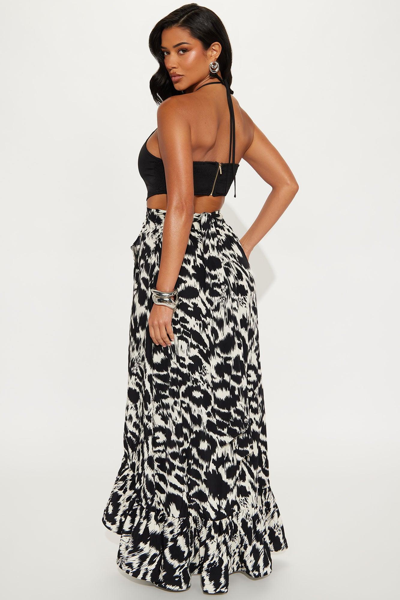 Marie High Neck Maxi Dress - Black/White Product Image