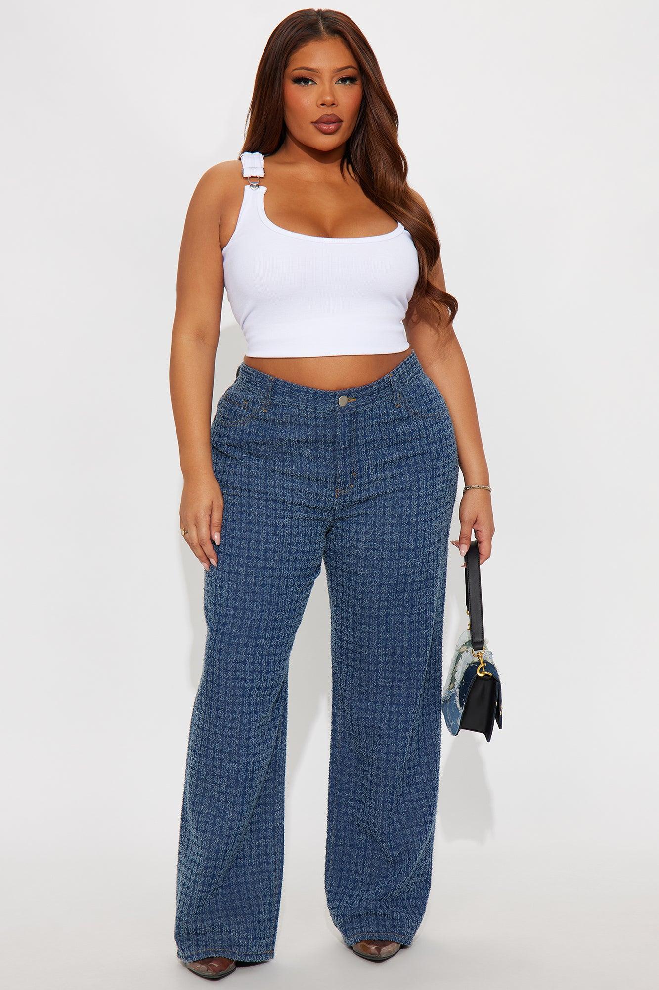 Madison Textured Straight Leg Jeans - Dark Wash Female Product Image