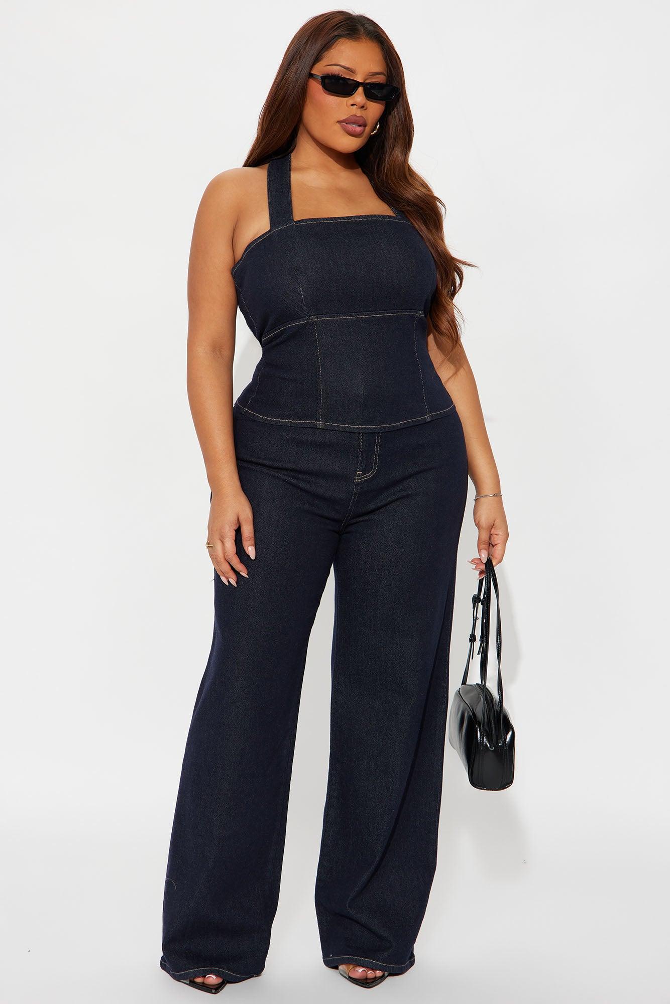 Annice Denim Halter Pant Set - Dark Wash Female Product Image