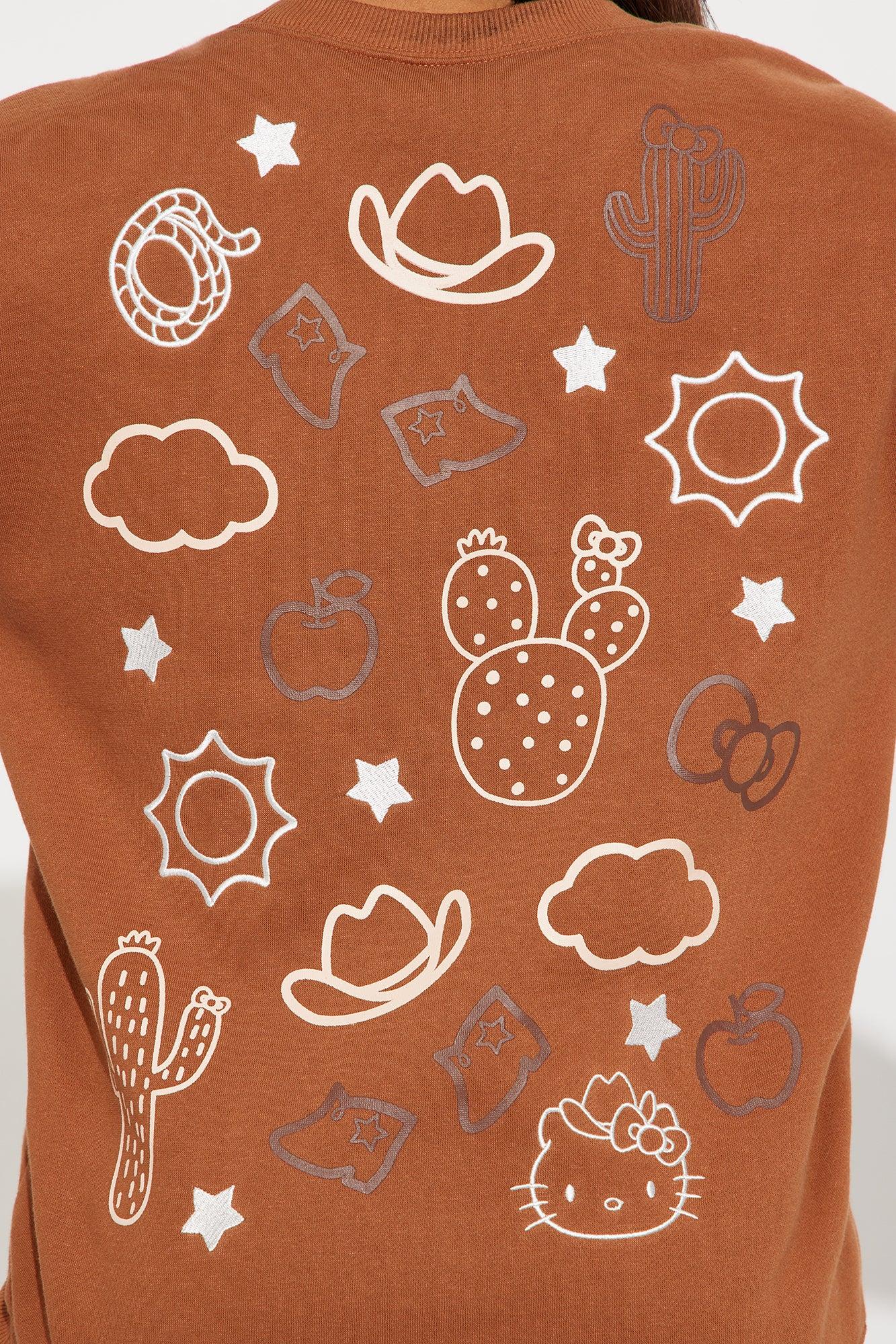 Hello Kitty Desert Rider Oversized Sweatshirt - Brown Product Image